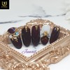 Heavy burgundy handmade nail tips - Short straight nose pin