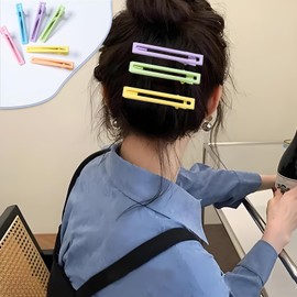 12 Stück Haarklammer Klein, Metall Flache Haarspangen Damen, Flache Haarklammern Locken Fixieren, Haarnadeln No-Trace Abteilklammern, Haarnadel für Haarstyling Make up (Sechs Farben)