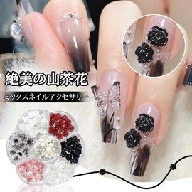 Rose Nail Parts, Approximately 90 Pieces, Nail Parts, Characters 6 Color Mix, 0.2 inch (6 mm), 0.3 inch (8 mm), 3D, Cute, Flower Parts, Nail Art, DIY Handmade