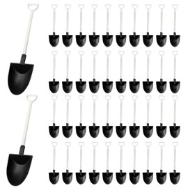 Dijedev 100 PCS Mini Shovel Shape Spoons, White Disposable Plastic Dessert Spoons, Removable Tiny Scoop for Pudding, Yogurt, Ice Cream, Dessert
