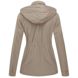 WenVen Women's Casual Utility Anorak Cotton Jacket Coat with Hood (Khaki, XL)