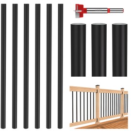 Toscoco 29 Inches Aluminum Deck Balusters - 25 Pack 3/4" Diamete Black Hollow Round Metal Deck Spindles with Bit, for Stair Deck Railing Porch