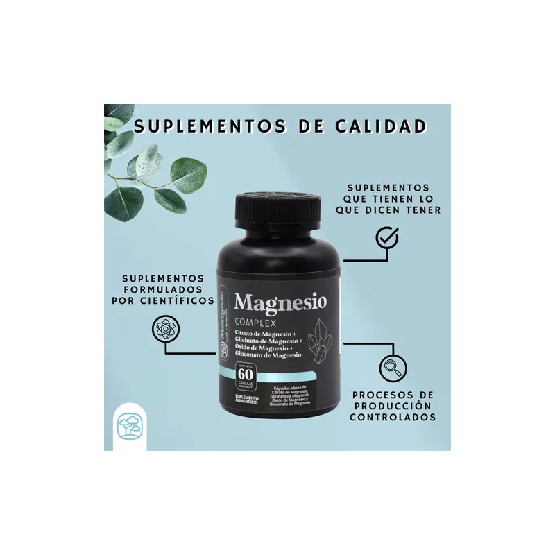 Magnesio Complex Momosie Suplemento Citrato Glicinato Gluconato Óxido Vegano Cápsulas