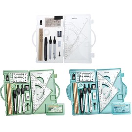Juego de geometría profesional para artistas y estudiantes, brújulas, herramientas de dibujo, suministros de dibujo, herramientas de dibujo (Transparente)