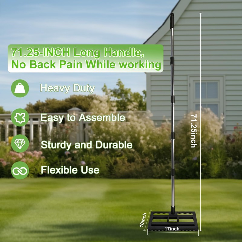 Lawn Leveling Rake 17"x10" for Soil, Gravel Leveling Tool Heavy