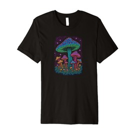 Psychedelic Glowing Mushroom Art | Blacklight Forest Fungi Premium T-Shirt