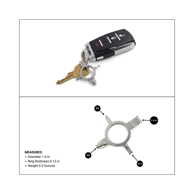 Screwdriver Keychain with Phillips and Flat Head - Tiny EDC