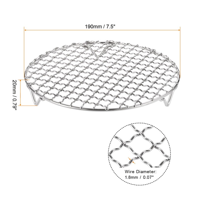 sourcing map 2pcs Round Cooking Rack 7.5-inch 201 Stainless Steel