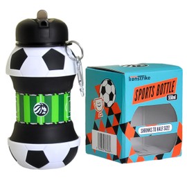 Lionstrike Kids Sports Water Bottle, Football Gifts for Boys and Girls - Collapsible Football Bottle (550ml)