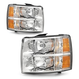ROADEAL Headlights Assembly for 2007 2008 2009 2010 2011 2012 2013 Chevy Silverado 1500/07 08 09 10 11 12 13 Silverado 2500HD/3500HD Headlamp Replacement Set Driver and Passenger Side