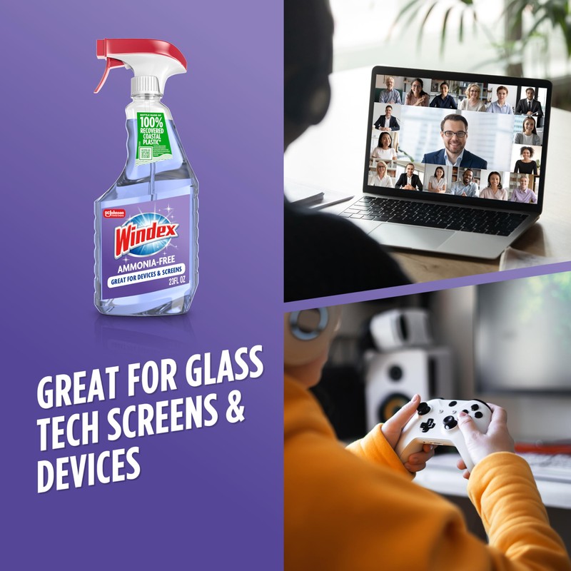 Windex Glass and Window Cleaner Spray Bottle, Ammonia Free, Packaging