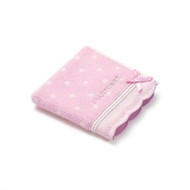JILLSTUART 58-1480060 Sugar Plum Towel Handkerchief, Fluffy, Cute, Dots, Ribbon, Light Pink, Approx. 9.8 x 9.8 inches (25 x 25 cm)