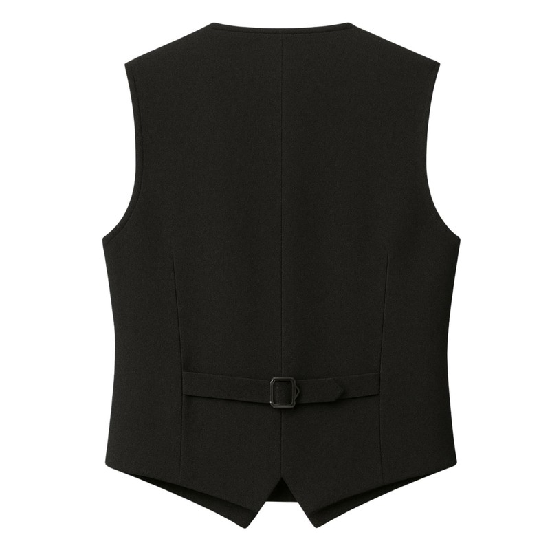 TruClothing Men's Black Waistcoat Wedding Business Party Plain Formal Suit