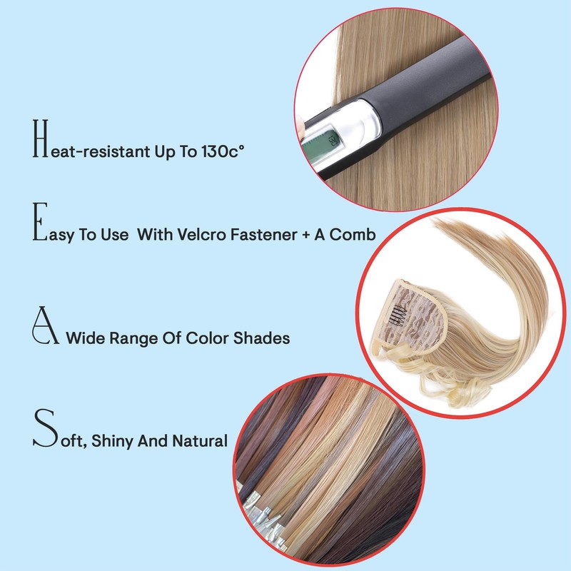 PRETTYSHOP 60 cm Hairpiece HCK7, Straight Ponytail Hair Extension, Blond