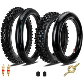 FVRITO 60/100-14 2.50-14 + 80/100-12 3.00-12 Tire and Inner Tube for 90cc 110cc 125cc SSR CRF XR70 CR60R KLX110 KX60 DRZ DS80 JR80 PW80 TTR90 YZ60 65SX Off Road Motocross Pit Dirt Bike