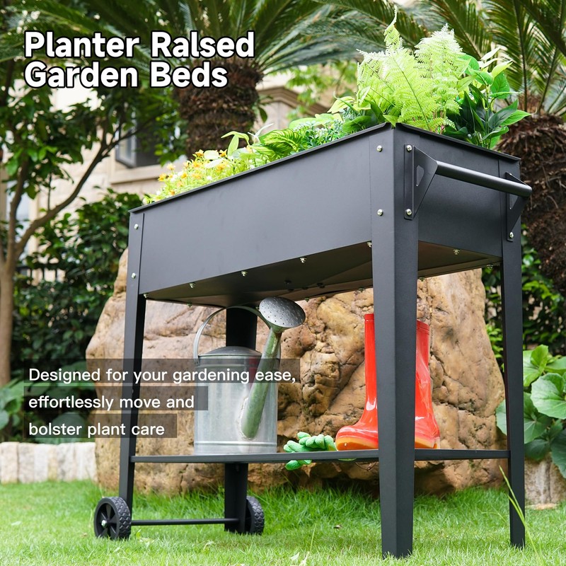 LEETOLLA Elevate 32" Tall Raised Garden Bed Outdoor with Wheels