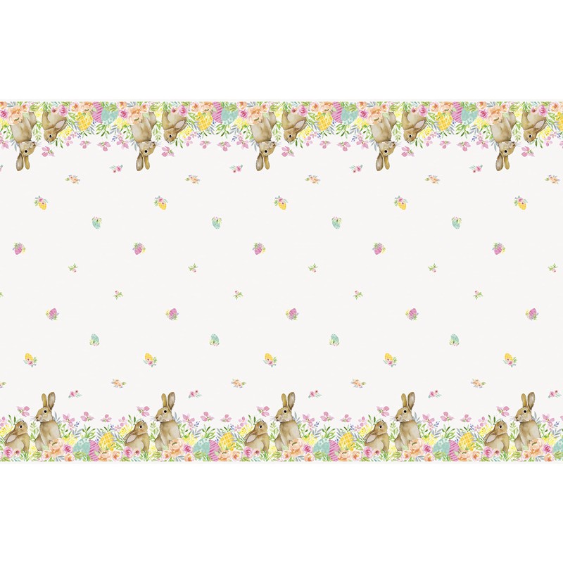 Unique 24813 Plastic Tablecloth-2.13 m x 1.37 m-Watercolour Pastel Easter