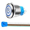 Gebildet 0.87''/22mm Blue LED Stainless Steel Latching Push Button Switch