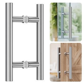 Ranbo Brushed 8" (CTC) Back to Back Shower Door Handle, 12" Length, Heavy Duty 1mm 304 Stainless Steel Pull, Fits 1/4"-1/2" Glass Doors & 1-3/8"-2-3/16" Barn Doors
