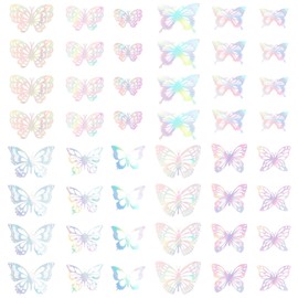48 Paper Butterfly Decoration, 3D Hollowing, Exquisite and Fashionable, Creative Wall Decals, DIY Art Bedroom Living Room Home Decoration.