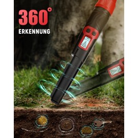 KAIWEETS Metal Detector Pinpointer, IP68 Waterproof 360° Pulse Induction Metal Detector, 3 Modes, Higher Sensitivity Metal Detector Professional with LCD Screen for Gold Coin, Relics, Jewellery