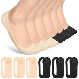 ElevateTech No Show Socks Womens, 6 Pairs Nylon Ultra Low Cut Thin Liner Socks Invisible Hidden Sock for Flats Casual Non Slip