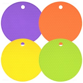 NiHome 4-Pack Silicone Jar Opener Pad for Weak Hands Seniors Kids, Large Non-Slip Jar Gripper Multi-Purpose Kitchen Bottle Opener Non-Tear Lid Opener Rubber Coaster (Candy Color Set)