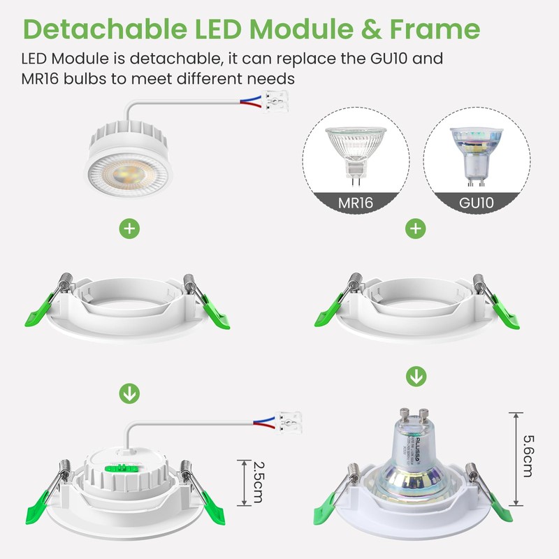 ALUSSO LIGHTING LED Recessed Spotlight, 230 V, 6 W, 540