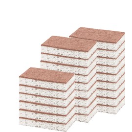 Ryichliho Natural Kitchen Scouring Pads, 24 Pieces, Double Sided Kitchen Sponge for Washing Dishes, Non-Stick Pans, for Cleaning Kitchen and Bathroom