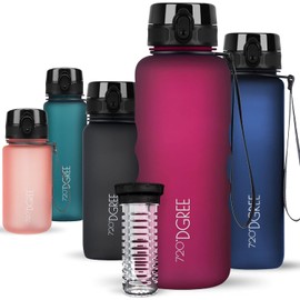 720°DGREE Water Bottle “uberBottle“ - 1.5 L softTouch +Fruit-Infuser - BPA-Free Tritan, Leakproof, Reusable Drinking Bottle - Sports Bottle for Gym, Running, Fitness, Hiking, Travel, School, Office