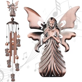 Nowpis Angel Wind Chimes for Outside, Decorative Wind Chimes with 4 Aluminum Tubes Hanging Bells, Memorial Windchimes Outdoors with S Hook for Patio Garden Decor, Unique Gift for Mom Grandma