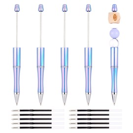 Craftdady 5 Pcs Plastic Beadable Pens Kit Cornflower Blue DIY Bead Ballpoint Pens Shaft Black Ink Beadable Pens with 10 Pcs Pen Refills Cute Cool Pens Pen Supplies for Students School Office Supplies