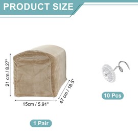 sourcing map Couch Arm Cover, Stretch Sofa Armrest Cover with Twist Nails Scratch-Resistant Furniture Protector for Sofas Chairs, Brown