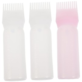 Healvian 3Pcs Hair Coloring Applicator Bottles with Comb Durable Hairdressing Dyeing Bottles for Even Color Distribution for Salon Home Barber Accessories White Pink