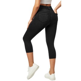 IUGA Jeggings for Women Pull On Capri Jeans Stretchy Jean Capris High Waisted Denim Capri Leggings Casual Pants with Pockets