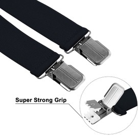 Buyless Fashion Suspenders for Men - 48" Adjustable Straps 1 1/4" - X Back With Black Clips - 5142-Black