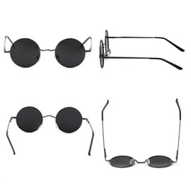 NIEEPA Round Polarized Hippie Sunglasses Small Circle Sun Glasses For Men Women Driving Golf Vintage (Black/Grey+Gold/Grey)