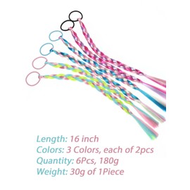 Hair Extensions for Braids Colorful Crazy Hair Day Accessories for Girls Colored Braids for Kids, 6Pcs