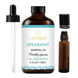 LOTUSJOY Spearmint Oil for Facial Hair Skin Roll On Diffuser Spray - Pure Organic Therapeutic Grade Spearmint Essential Oil 4 Oz