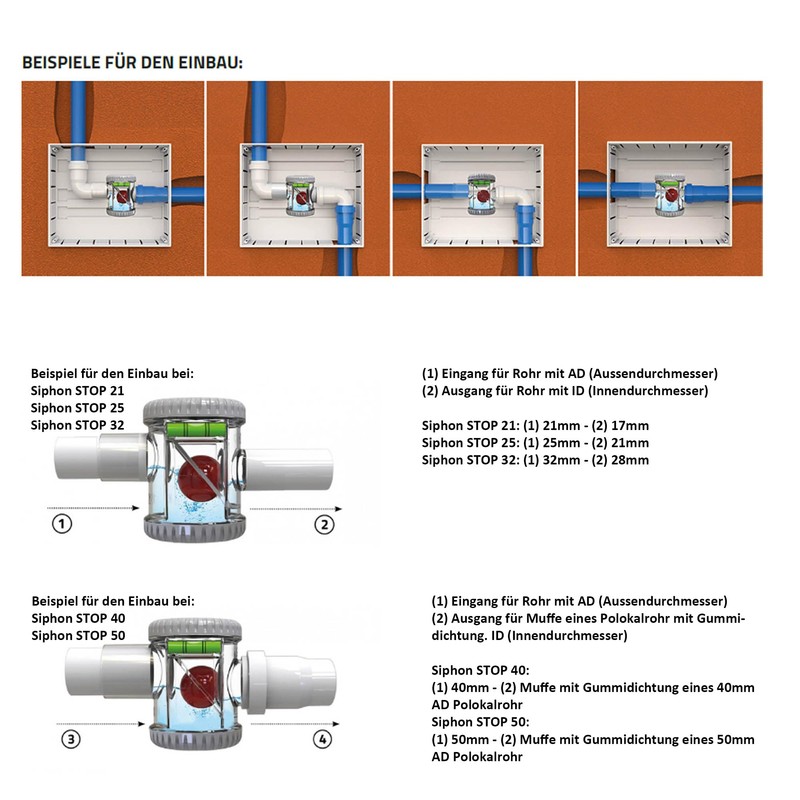 Siphon Stop 25 Ball Siphon for Horizontal Condensate Water Drainage