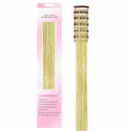 ZYHSLZ 6 Pcs Extensiones de Cabello Brillantes, Clip en Oropel para Pelo con Brillo, Pelucas Brillantes para Niñas, Accesorios para Pelo, 23.6 Pulgadas, para Mujeres, Niñas, Fiestas, Festivales (Dorado)