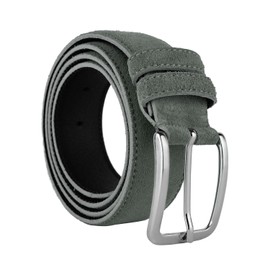 GRESEL Genuine Suede Belt for Men and Women, Genuine Leather, Made in Italy, Adjustable, 3.5 cm Wide, gray