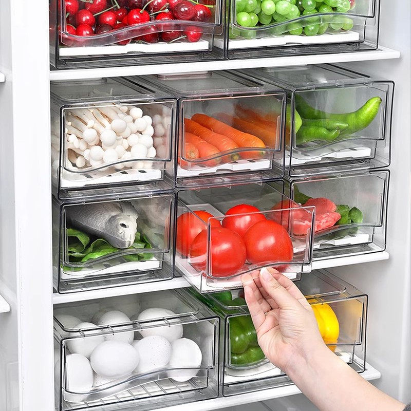 2 Pack Fruit Storage Containers for Fridge with Drain Board,