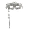 WILOVCOS Womens Masquerade Mask with Stick, Handheld Mardi Gras Mask,Venetian