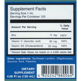 NEDRIA Liposomal Chelated Zinc with Vitamins C & D3 – Liquid Immune Support for Enhanced Absorption – 4.06 fl oz (120 ml)
