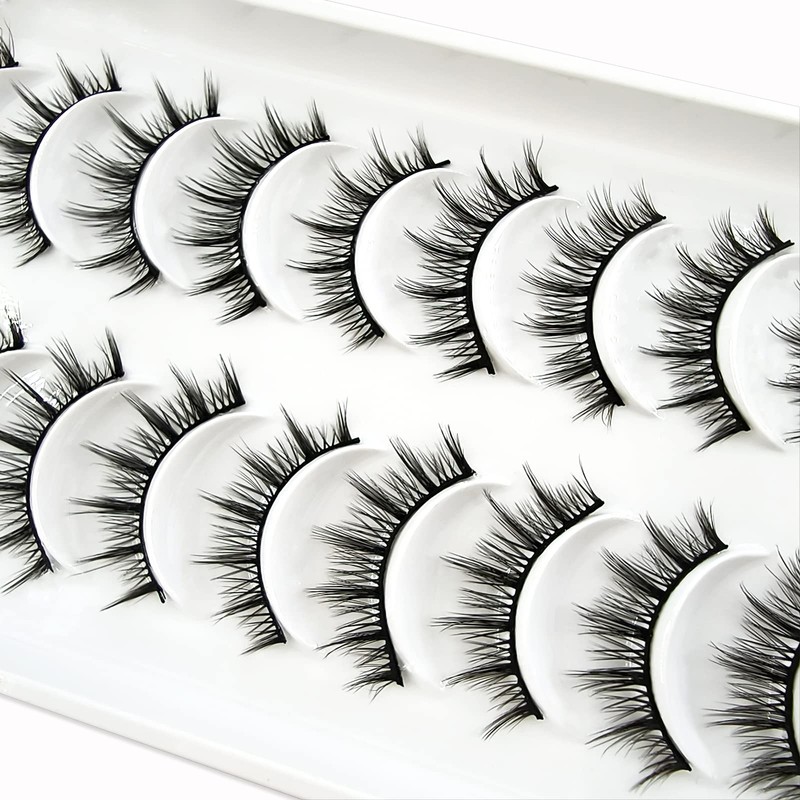 10 Pairs of 3D False Eyelashes, Natural False Eyelash Extensions