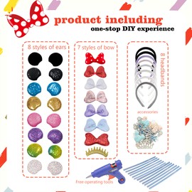 Eylola DIY Mouse Ears Headbands, Sequin Mouse Ears for Women Girls Boys, Shiny Bow Headband for Cosplay Costume Party Decorations Hair Accessories