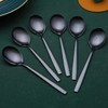 Black Dinner Spoons 6 Pieces, Kyraton 19cm Stainless Steel Titanium