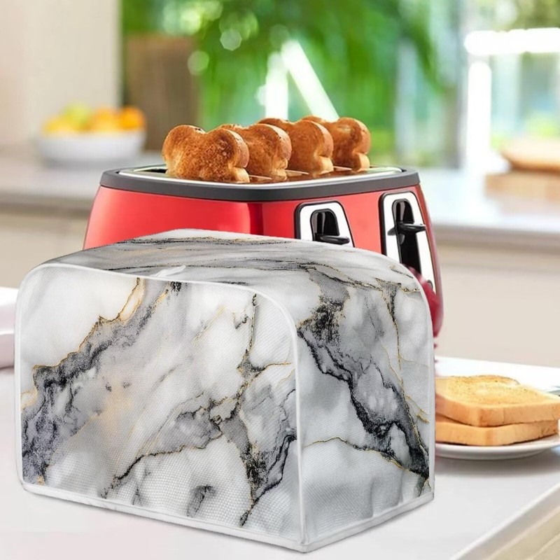 ZDCUSTOM White Marble Toaster Cover 4 Slice Bread Toaster Oven