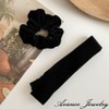 Avance Hair Accessory, Long, Ribbon, Velour, Hair Rubber, Scrunchie, Black,